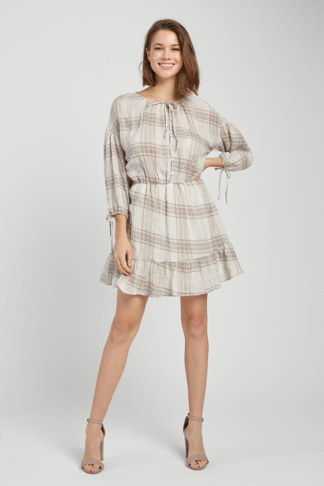Printed Linen Mini Dress