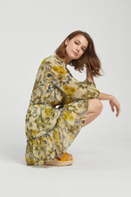 Load image into Gallery viewer, Floral Tiered Mini Dress w Lace Neck Accent
