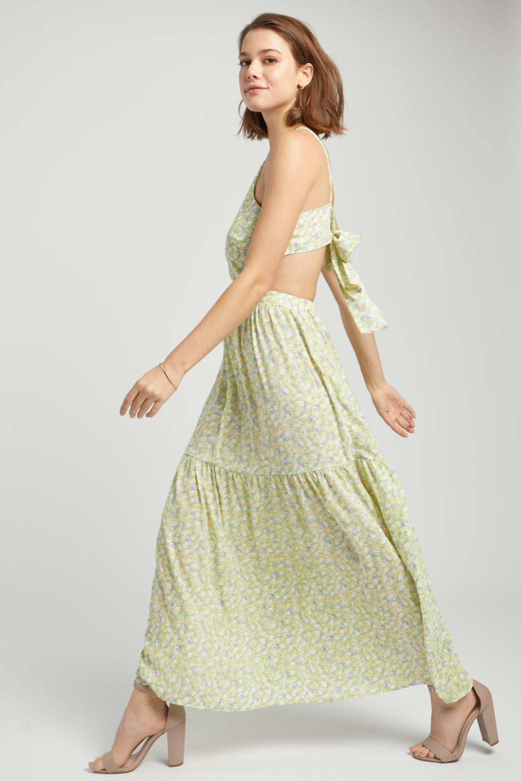 Mint Floral Tiered Maxi Dress